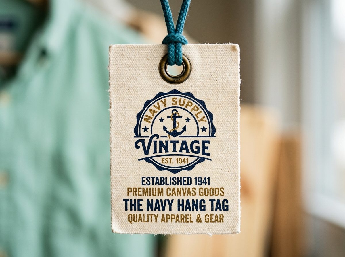 vintage canvas hang tag for outdoor gear